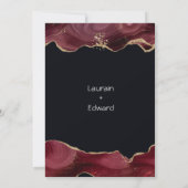 ブルゴーニュ赤ブラック結婚式招待状カーシンプルド 招待状 (裏面)