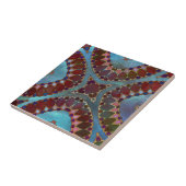 ブルゴーニュ赤ブルー対称ジオメトリ花びら タイル (側面)