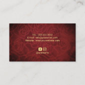 ブルゴーニュ赤ベルベット金ゴールドラベルメイクアップヘアサロン 名刺 (裏面)