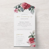 ブルゴーニュ赤マルサラグリーンウォーター色フローラ牡丹 オールインワン招待状 (内側)