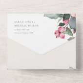 ブルゴーニュ赤マルサラグリーンウォーター色フローラ牡丹 オールインワン招待状 (裏面)