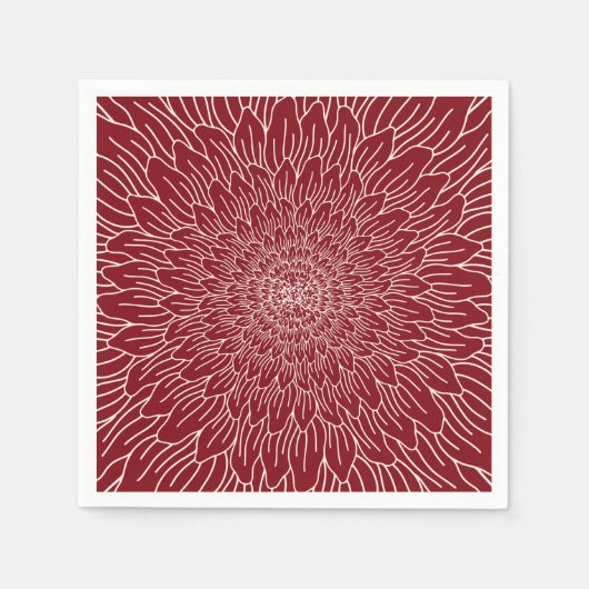 ブルゴーニュ赤リピート花フローラ スタンダードカクテルナプキン (正面)