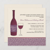 ブルゴーニュ赤ワインが試食結婚のリハーサルディナー 招待状 (正面/裏面)