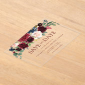 ブルゴーニュ赤ワインフローラ保存日 アクリル招待状 (レイダウン)