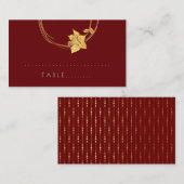 ブルゴーニュ赤ワイン花金ゴールド植物表カード プレイスカード (正面/裏面)