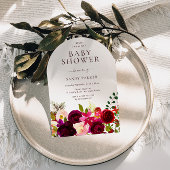 ブルゴーニュ赤ワインBohoフローラ赤ちゃんシャワー 招待状