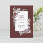 ブルゴーニュ赤ヴィンテージ結婚フローラ記念日 招待状 (スタンド正面)