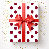 ブルゴーニュ赤水玉模様パターン ラッピングペーパー