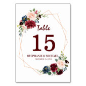 ブルゴーニュ赤海軍フローラジオメトリックテーブル番号 テーブルナンバー (正面)