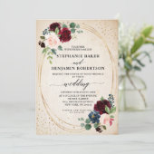 ブルゴーニュ赤海軍フローラモダンジオメト結婚リ 招待状 (スタンド正面)