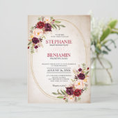 ブルゴーニュ赤海軍フローラモダンジオメト結婚リ 招待状 (スタンド正面)