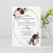 ブルゴーニュ赤海軍フローラモダンジオメト結婚リ 招待状 (スタンド正面)