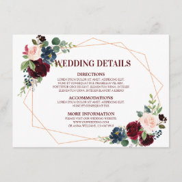 ブルゴーニュ赤海軍フローラ幾何学結婚詳細 エンクロージャーカード