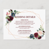 ブルゴーニュ赤海軍フローラ幾何学結婚詳細 エンクロージャーカード (正面)