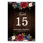 ブルゴーニュ赤海軍フローラ木製防法台番号 テーブルナンバー (正面)