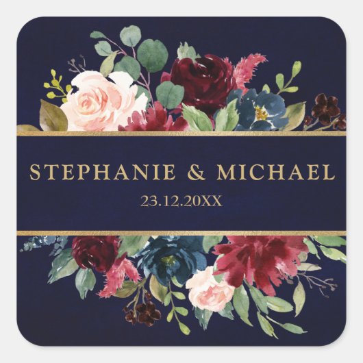 ブルゴーニュ赤海軍フローラ素朴ボホサンキュー スクエアシール (正面)