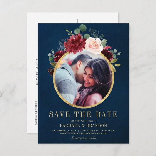 ブルゴーニュ赤海軍フローラ素朴ボホ日付を保存 案内ポストカード (正面/裏面)