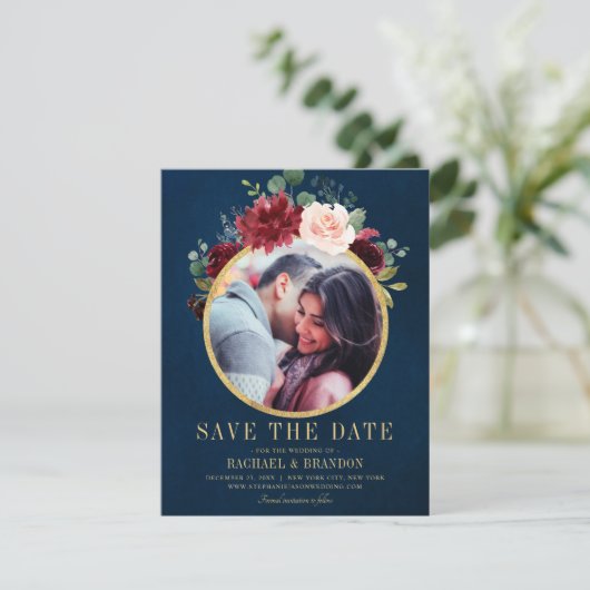 ブルゴーニュ赤海軍フローラ素朴ボホ日付を保存 案内状 (スタンド正面)