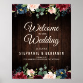 ブルゴーニュ赤海軍フローラ結婚木製看板 ポスター (正面)