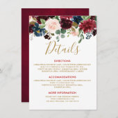 ブルゴーニュ赤海軍素朴フローラ結婚ズ詳細 エンクロージャーカード (正面/裏面)