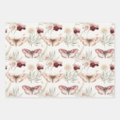 ブルゴーニュ赤白の花蝶 ラッピングペーパーシート (正面2)