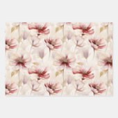 ブルゴーニュ赤白の花蝶 ラッピングペーパーシート (正面)