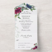 ブルゴーニュ赤白青フローラ結婚クリスチャン オールインワン招待状 (内側)