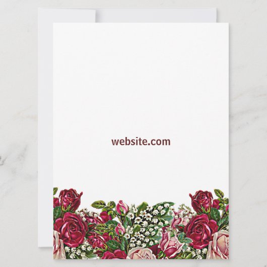 ブルゴーニュ赤素朴バラガーランドカントリーウェディング 招待状 (裏面)