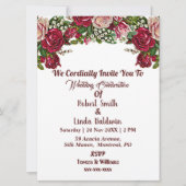 ブルゴーニュ赤素朴バラガーランドカントリーウェディング 招待状 (正面)