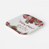 ブルゴーニュ赤素朴バラフローラカントリーウェディング ペーパープレート (傾斜あり)