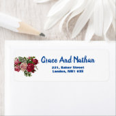 ブルゴーニュ赤素朴バラフローラカントリーウェディング ラベル (インサイチュ)