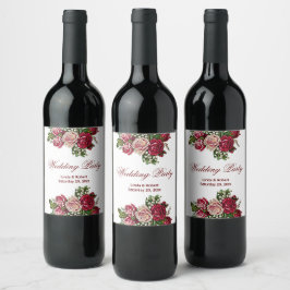 ブルゴーニュ赤素朴バラフローラカントリーウェディング ワインラベル