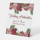 ブルゴーニュ赤素朴バラフローラカントリーウェディング 台座サイン (正面)