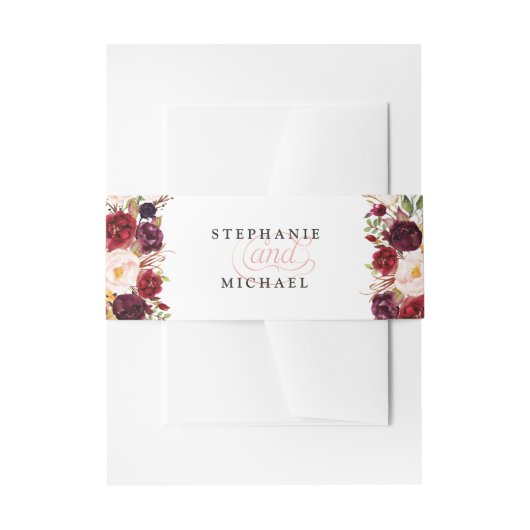 ブルゴーニュ赤素朴フローラボ結婚ホ 招待状ベリーバンド (正面例)