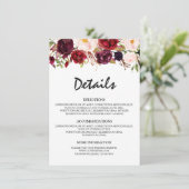 ブルゴーニュ赤素朴フローラ結婚詳細 エンクロージャーカード (スタンド正面)