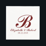 ブルゴーニュ赤結婚白モノグラム スタンダードカクテルナプキン<br><div class="desc">結婚式カスタムと関連パーソナライズされたイベントのためのモノグラム紙ナプキン。新郎新婦の名前、日付、イニシャルなど好きなもの結婚で、このエレガントなウェディングアクセサリーをパーソナライズ。シンプル白の背景にエレガントスクリプトの文字。</div>