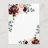 ブルゴーニュ赤赤面ピンクと金ゴールドフローラ結婚ズ エンクロージャーカード (裏面)