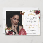 ブルゴーニュ赤赤面ピンクフローラキンセアニラ写真 セーブザデート (正面)