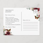 ブルゴーニュ赤赤面ピンクフローラキンセアニラ写真S 案内ポストカード (裏面)