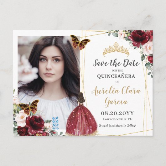 ブルゴーニュ赤赤面ピンクフローラキンセアニラ写真S 案内ポストカード (正面)