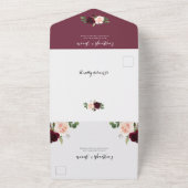 ブルゴーニュ赤赤面ピンクフローラユーカリ結婚ス オールインワン招待状 (外側)