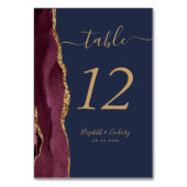 ブルゴーニュ赤金ゴールドアゲートネイビー結婚ズ テーブルナンバー (裏面)