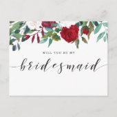 ブルゴーニュ赤開花は私の花嫁になる インビテーションポストカード (正面)