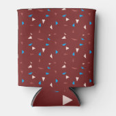 ブルゴーニュ赤青抽象芸術三角形シェイプパターン 缶クーラー (正面)