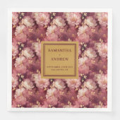 ブルゴーニュ赤面と金ゴールドボホ結婚の布ナプキン (正面)