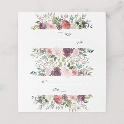 ブルゴーニュ赤面アイボリーフローラ結婚リース プレイスカード (外部開封)