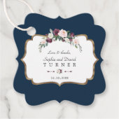 ブルゴーニュ赤面アイボリーフローラ金ゴールドネイビーブルー結婚ズ フェイバータグ (正面)