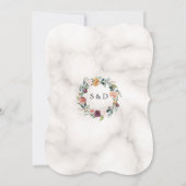 ブルゴーニュ赤面アイボリーフローラ開花マーブル結婚ズ 招待状 (裏面)