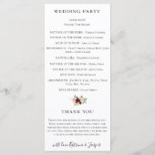 ブルゴーニュ赤面ウォーターカラー結婚フローラ プログラム (裏面)