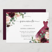 ブルゴーニュ赤面ウォーター色フローラドレスキンセアニェラ 招待状 (正面/裏面)